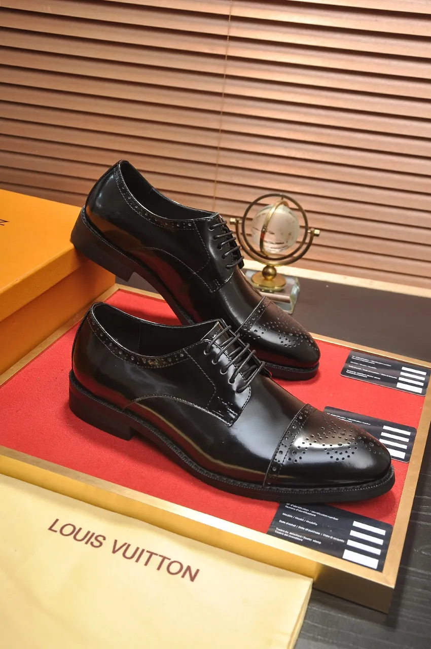 Men's shoes💰460💶【LOUIS VUITTON】(sheepskin lining) new cowhide LV formal shoes🎩🎩❗️🆘made one to one at the counter🎩original quality, imported cowhide upper➕full sheepskin lining➕original rubber outsole, {high quality visible}👣Size: 38-45 (45 custom-made)